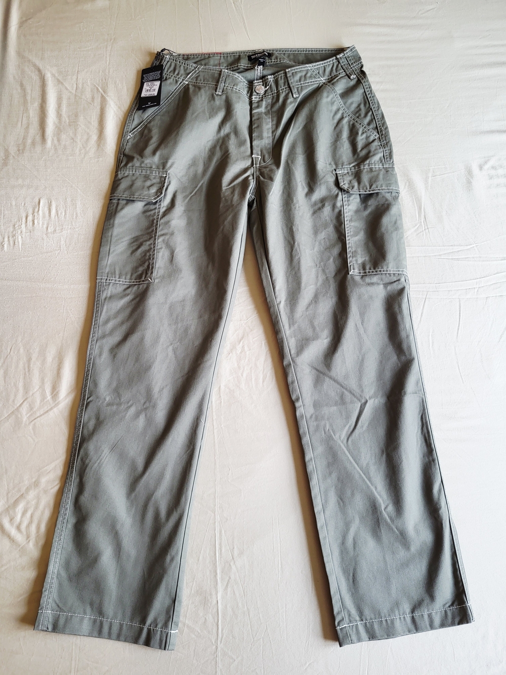 True Religion Cargo Pants Mens Size 36 Kalamata Olive Green Outline Horseshoe - Picture 3 of 12